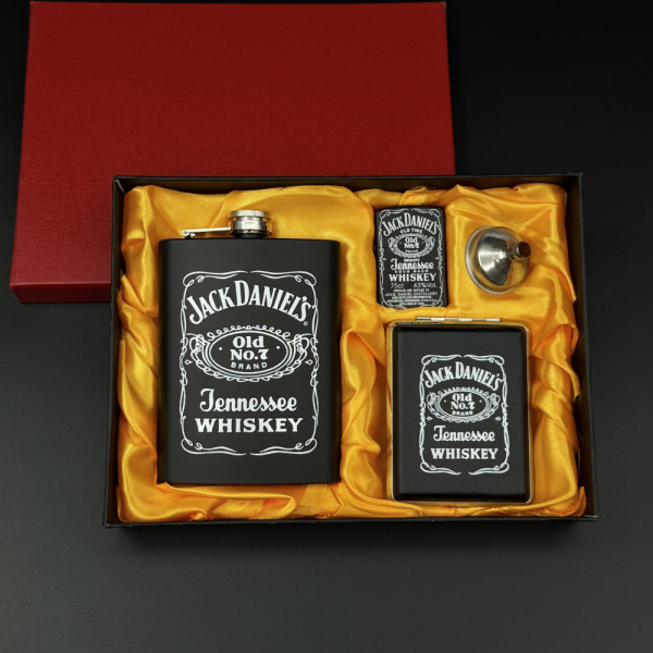 Подаръчен комплект Jack Daniel's №7 Old - манерка, табакера, запалка, фуния, #15-9-F
