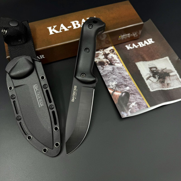 Масивен тактически ловен нож Ka-bar Military BK02 Black - черно острие