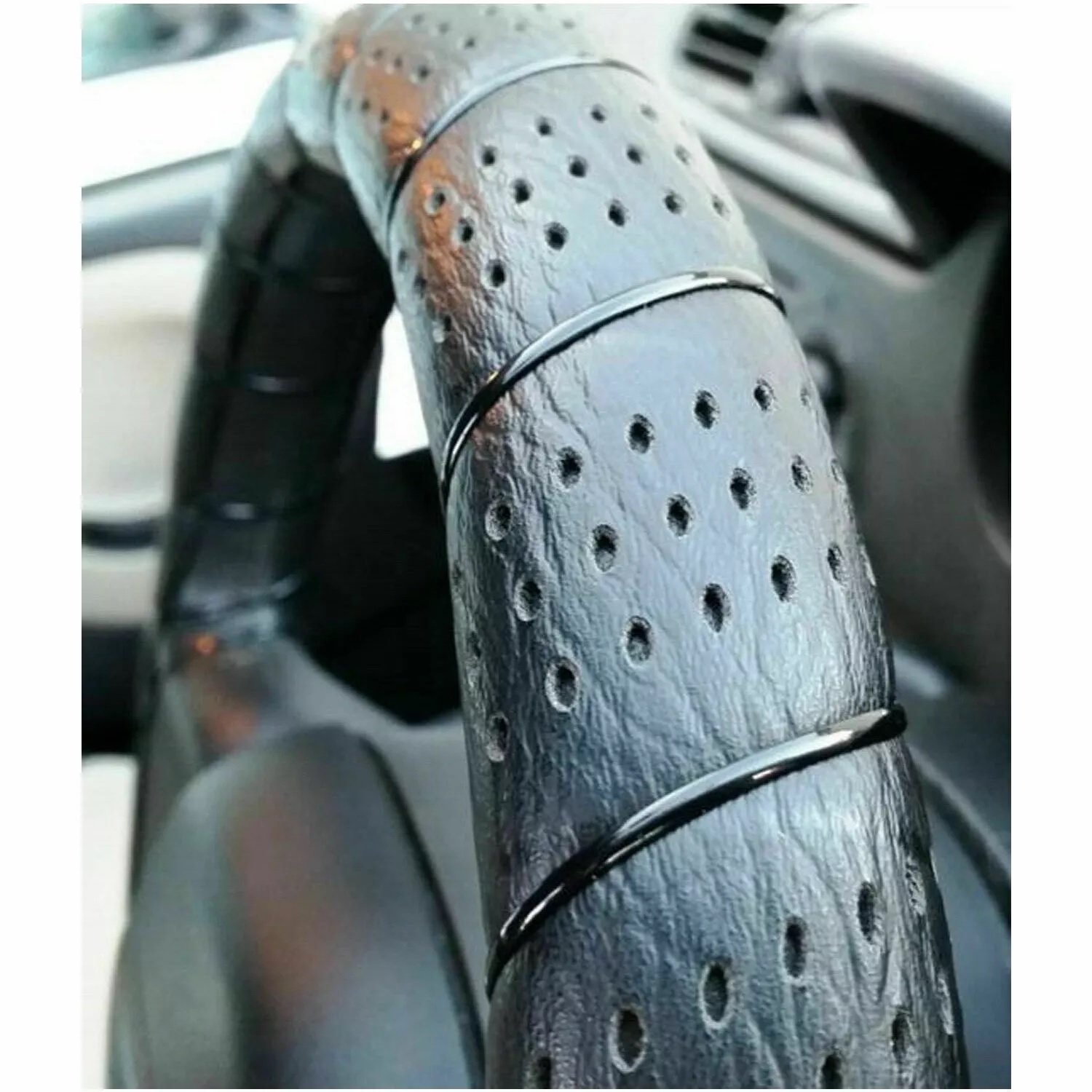 Калъф за волан Ретро черен, размер 35-41 cm