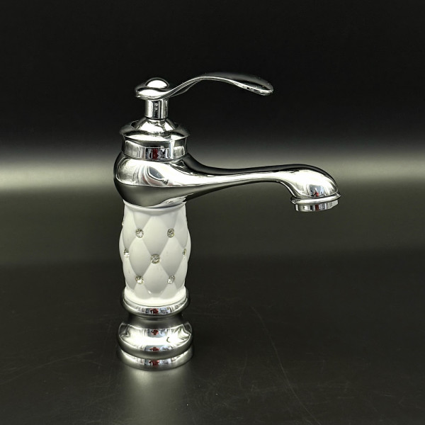 Луксозен ретро смесител BAROQUE  LN-1435 SILVER за кухня и баня,  самостоящ, смесителна батерия