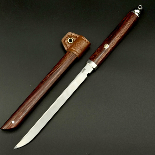 Японски нож Shinobi, тайно оръжие на нинджите, инструментална стомана M390,  кания палисандър