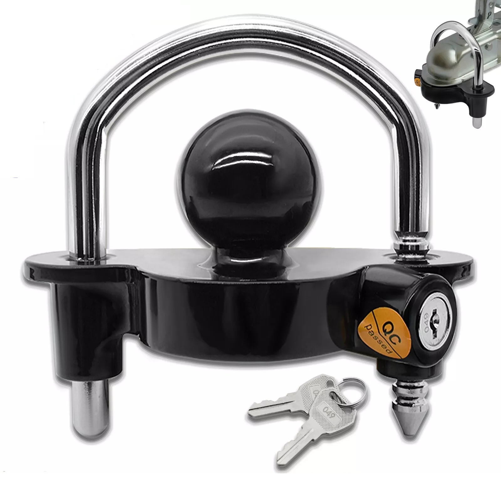 Универсален катинар за теглич с топка, висока степен на сигурност – За каравани и ремаркета