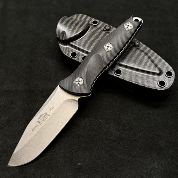Компактен  тактически / ловен нож MICROTECH Arbiter Compact, фултанг стомана M390, дръжка G10, кания карбон