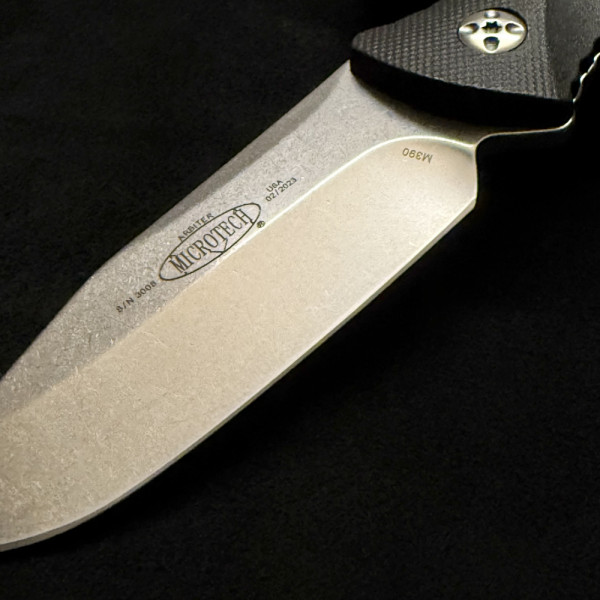 Компактен  тактически / ловен нож MICROTECH Arbiter Compact, фултанг стомана M390, дръжка G10, кания карбон