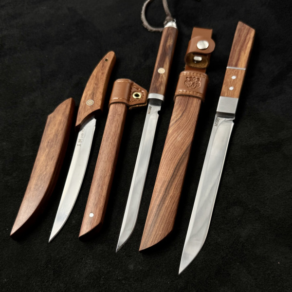 Комплект японски ножове TRINITY (Света Троица) - бутикови остриета от топ стомана и палисандрово дърво