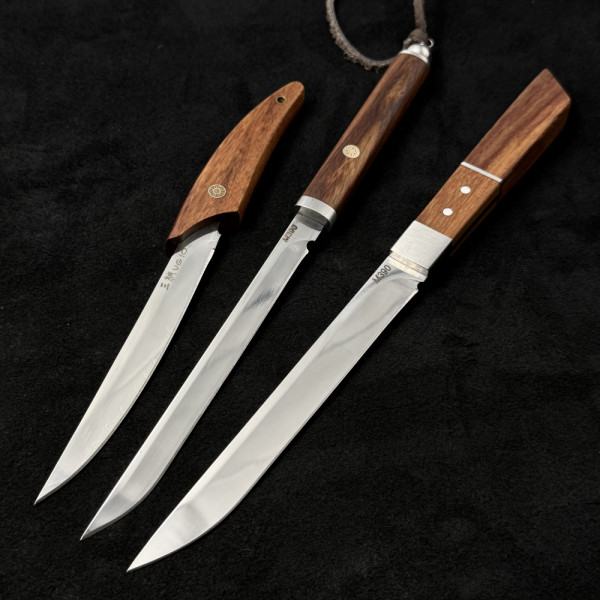 Комплект японски ножове TRINITY (Света Троица) - бутикови остриета от топ стомана и палисандрово дърво