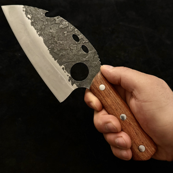 Тежък кухненски нож - сатър - AXE 144, фултанг, дръжка ясен, манганова (хадфийлдова, "железопътна") стомана