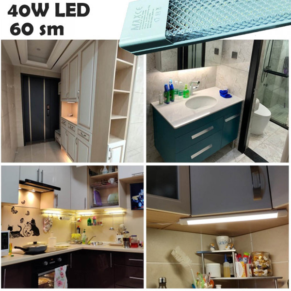 Мощно LED тяло 40W 60 см за кухня, баня, коридор и др., ярко и икономично осветление, long LED - студена светлина