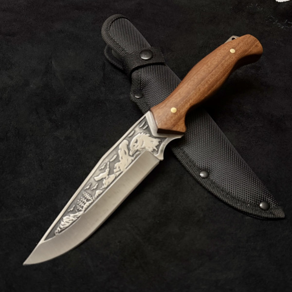 Немски ловен нож DER HUNT 421 EAGLE, стомана 5Cr13 фултанг, дръжка ясен