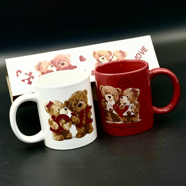 Двойка керамични чаши за влюбени мечета, един необичаен романтичен подарък