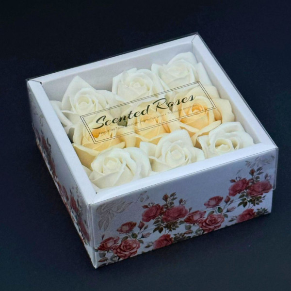 9 дизайнерски вечни ароматни рози - луксозен подарък за всеки повод, символ на вечната любов - бели