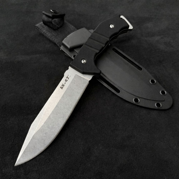 Тежък боен нож COLD STEEL AK-47 FIELD BLACK, фултанг,  CPM3-V,  дръжка G10, кания KYDEX