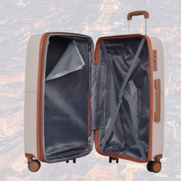 Стилен комплект от 3 броя куфари Beige Second - малък, среден и голям, авиокуфари от полипропилен - 2007-  бежов 2