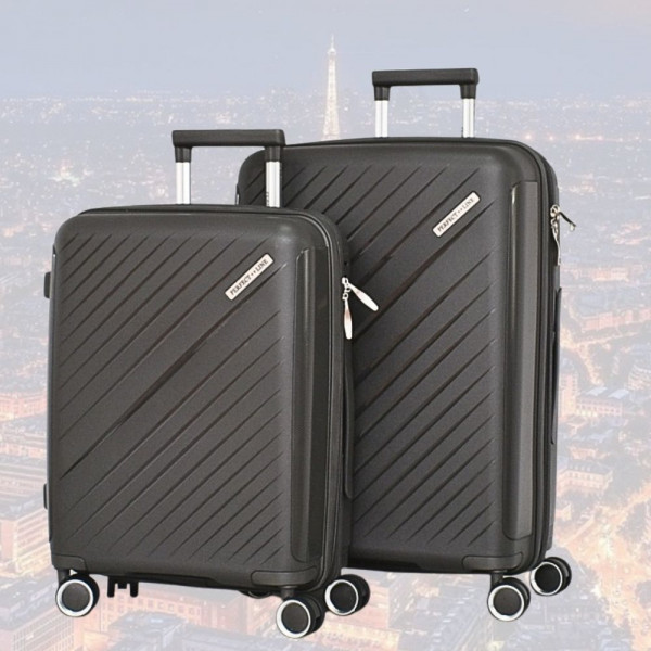 Практични авио куфари с четири колелца, въртящи се нa 360 градуса, полипропилен - GREY 2333-1/ 20+24 инча