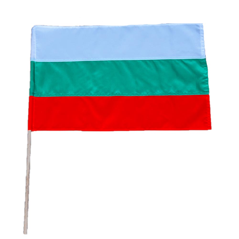 Българско знаме с дръжка, 30 х 45 см, дължина на дръжката 61 см
