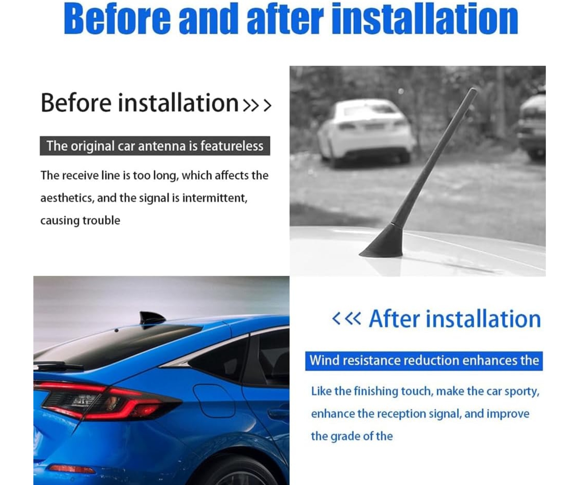 Автомобилна антена тип акулова перка с вграден усилвател – активна, универсална, подобрява сигнала, сребърно-сива