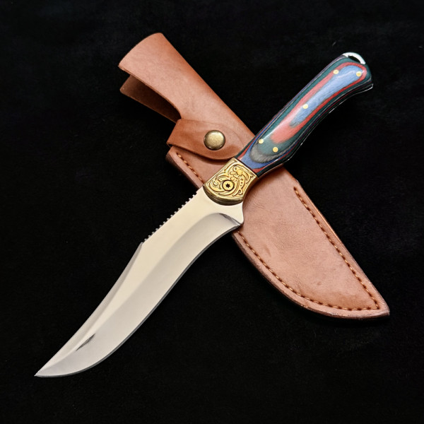 Руски ловен нож ОХОТНИК Ориент 363, фултанг стомана 9Cr13Mov, кожена кания