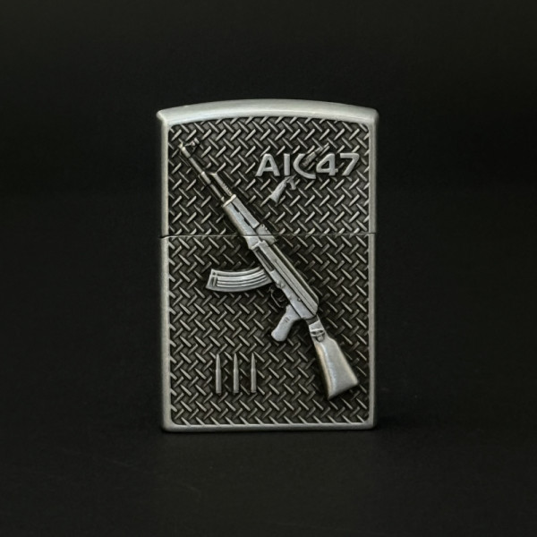 Класна метална запалка AK-47 ,#1047,  класически дизайн, на газ с камъче и подаръчна кутия