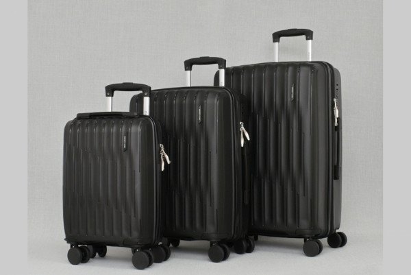 Комплект авио куфари 3 броя спинъри от най-висок клас полипропилен 16",20",24" - BLACK - 1033