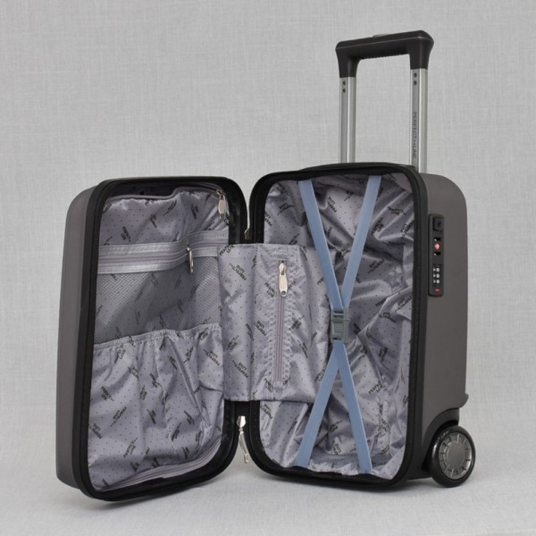 Здрав и надежден куфар за ръчен бага 40 х 30 х 20 за всички нискотарифни компании! Издръжлив ABS, заключване GREY - 6001 - тъмно сиво