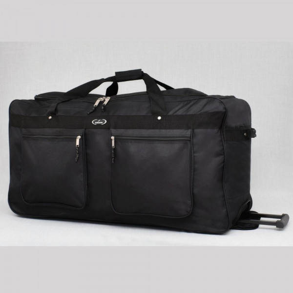 Огромен текстилен сак с теглич, с две шини на дъното за повече здравина - дължина 88 см. - 36-3 - черен