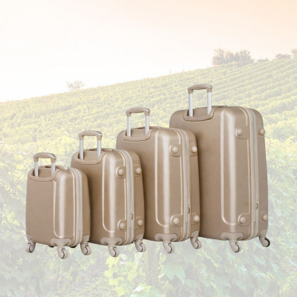 НОВО: 4бр Куфари 1217-4 Champagne ABS,четири въртящи колелца, заключване с цифров шифър, комплект 4бр. цвят шампанско