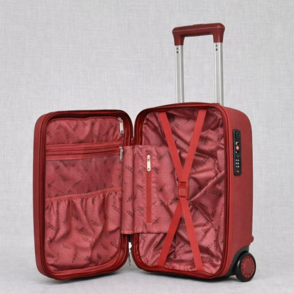 Здрав и надежден куфар за ръчен багаж 40 х 30 х 20 за всички нискотарифни компании! Издръжлив ABS, заключване BORDO- 6001 - бордо