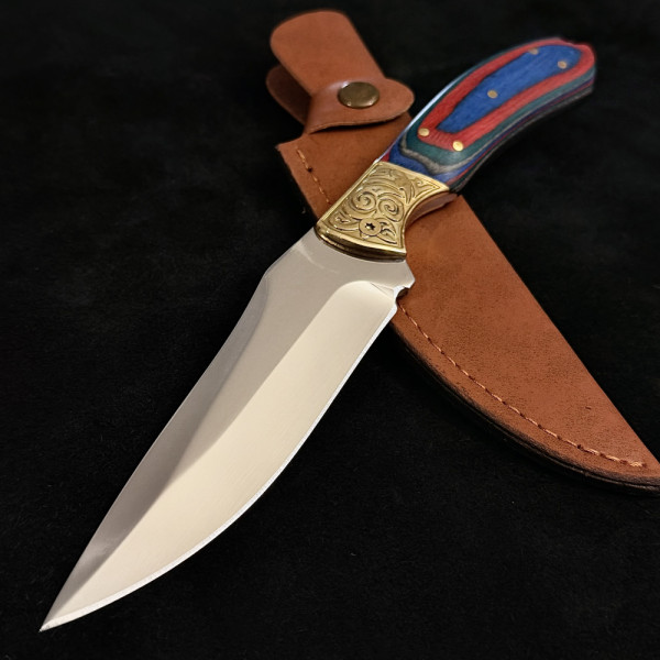 Руски ловен нож ОХОТНИК Ориент 365, фултанг стомана 9Cr13Mov, кожена кания