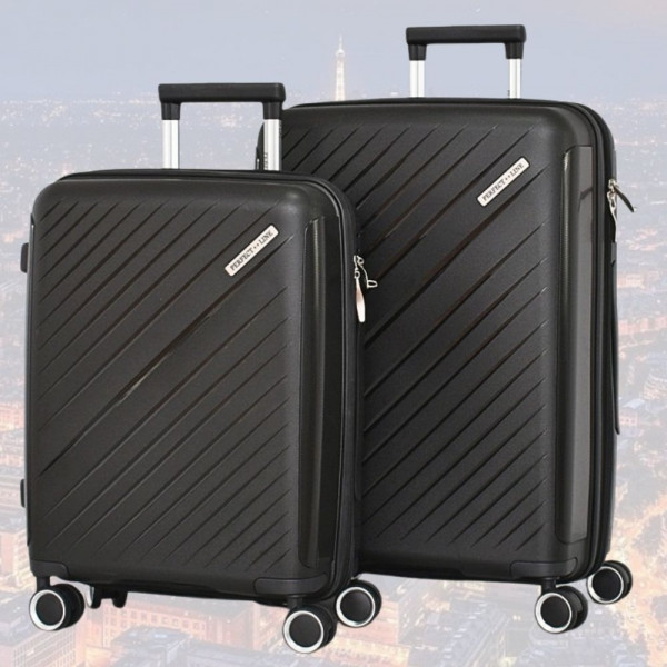 Практични авио куфари с четири колелца, въртящи се нa 360 градуса, полипропилен - BLACK 2333-1/ 20+24 инча