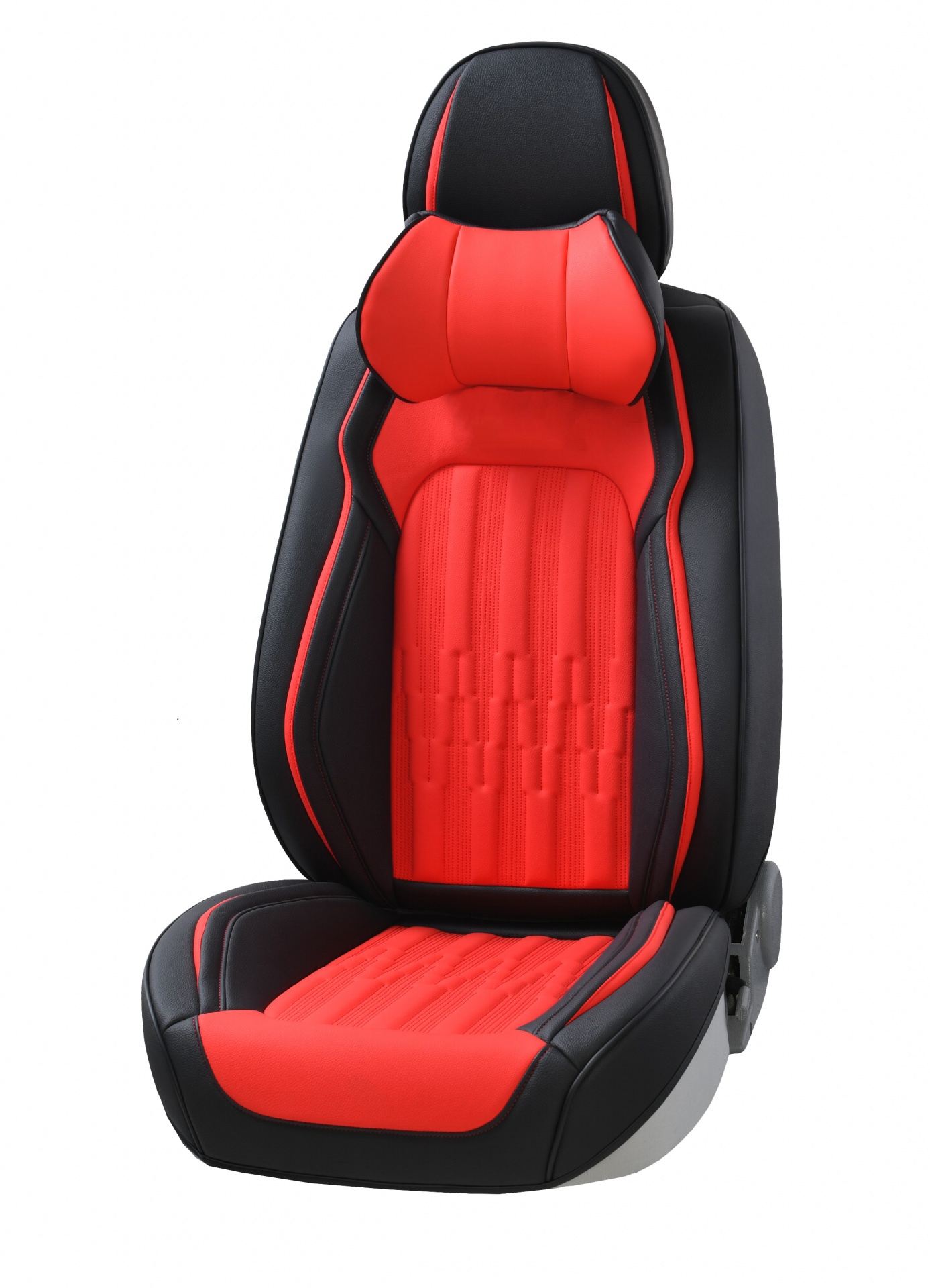 Пълен Комплект Универсална Тапицерия, Калъфи За Автомобилни Седалки Лукс Еко Кожа в Черно и Червено, с възглавнички TAP882
