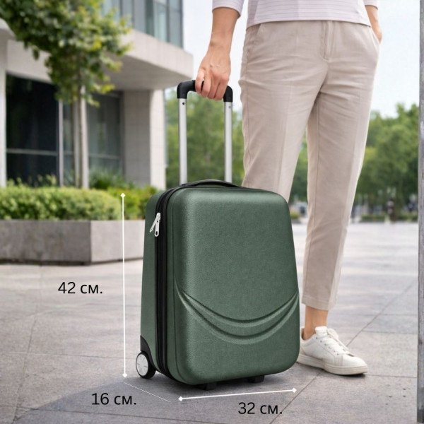 Твърд ABS АВИО куфар за ръчен багаж TRANSIT PETROL GREEN 42/32/16 см