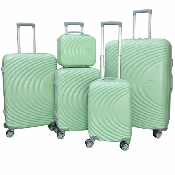 Висок клас авио спинъри ТR GREEN ABS- 5 броя, разширяващи се, четири въртящи колелца,заключване с цифров шифър, всички екстри, куфари