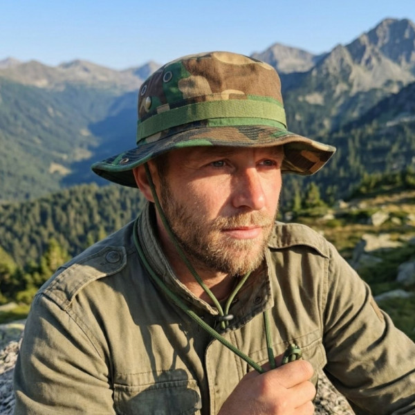 Траперска шапка с вентилационни отвори за лов, риболов и туризъм Camouflage, регулируема връзка