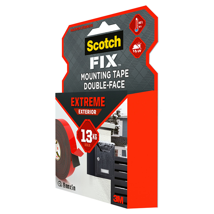 Двойнолепящо тиксо 3M Scotch FIX  19мм х 5м до 13кг Екстериор