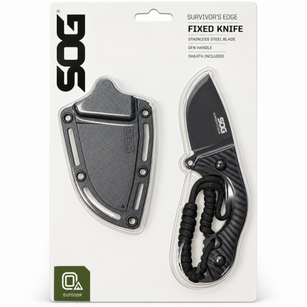 Компактен нож SOG SURVIVOR's, нож за оцеляване и къмпинг, кания KYDEX