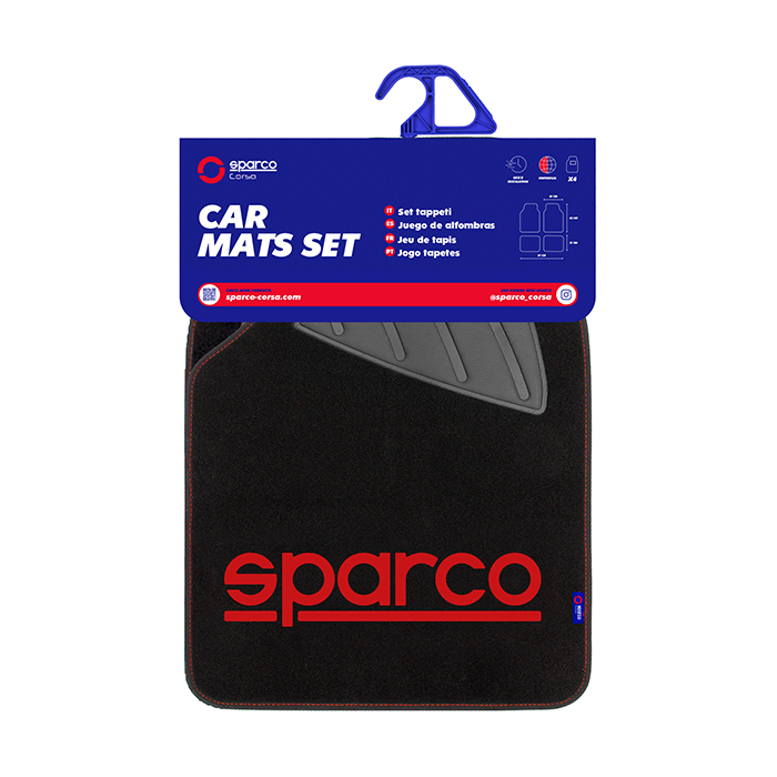 Стелки мокет SPC1903A Sparco Черни-Червени 4БР/К-Т