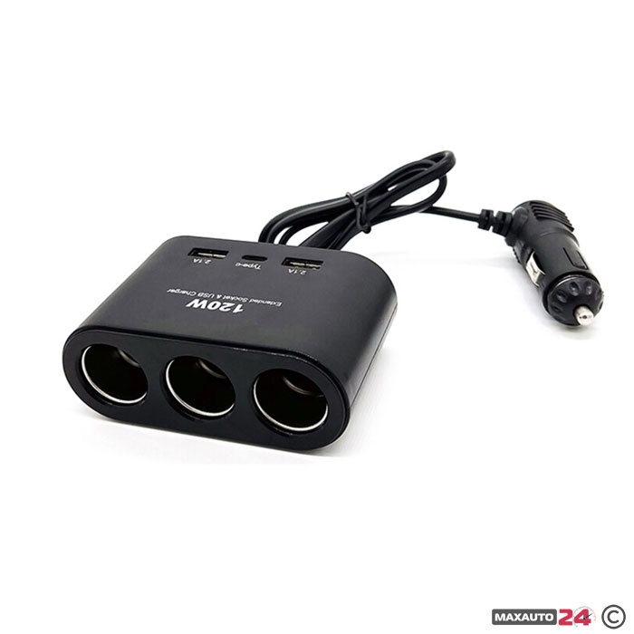 Разклонител за запалка 3-ка + 2 USB + C-Type 1653