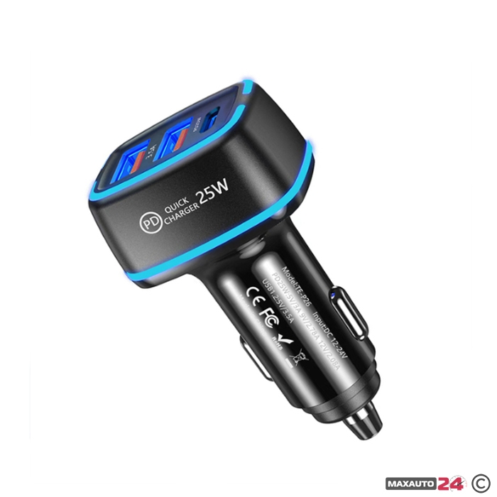 Адаптер за запалка с 3 порта - 25W